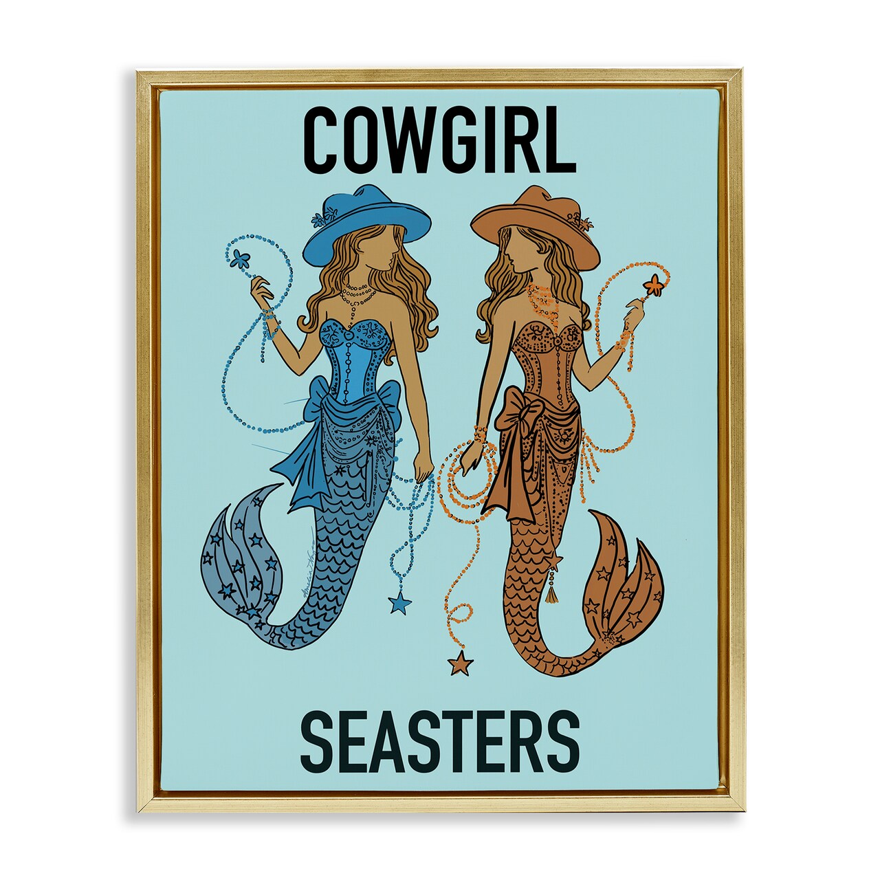 Stupell Industries Cowgirl Seasters Mermaid Friendship Floating Frame, design by Amelia Noyes